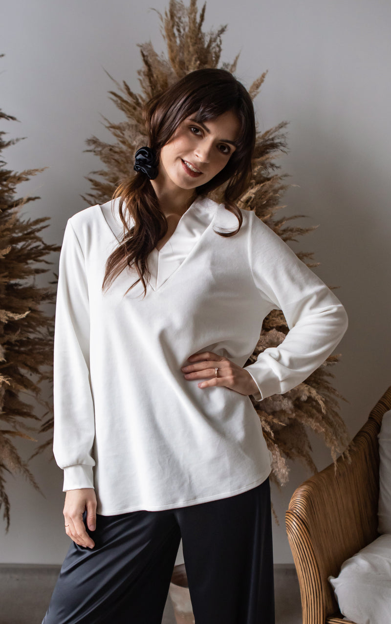Marella Cotton Velour Sweatshirt in Ivory