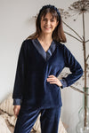 Marella Cotton Velour Sweatshirt in Navy Blue