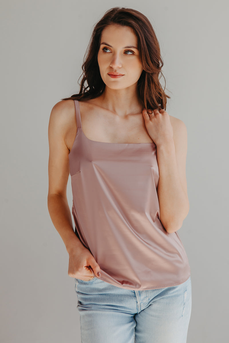 Florence satin Top in Rose Gold