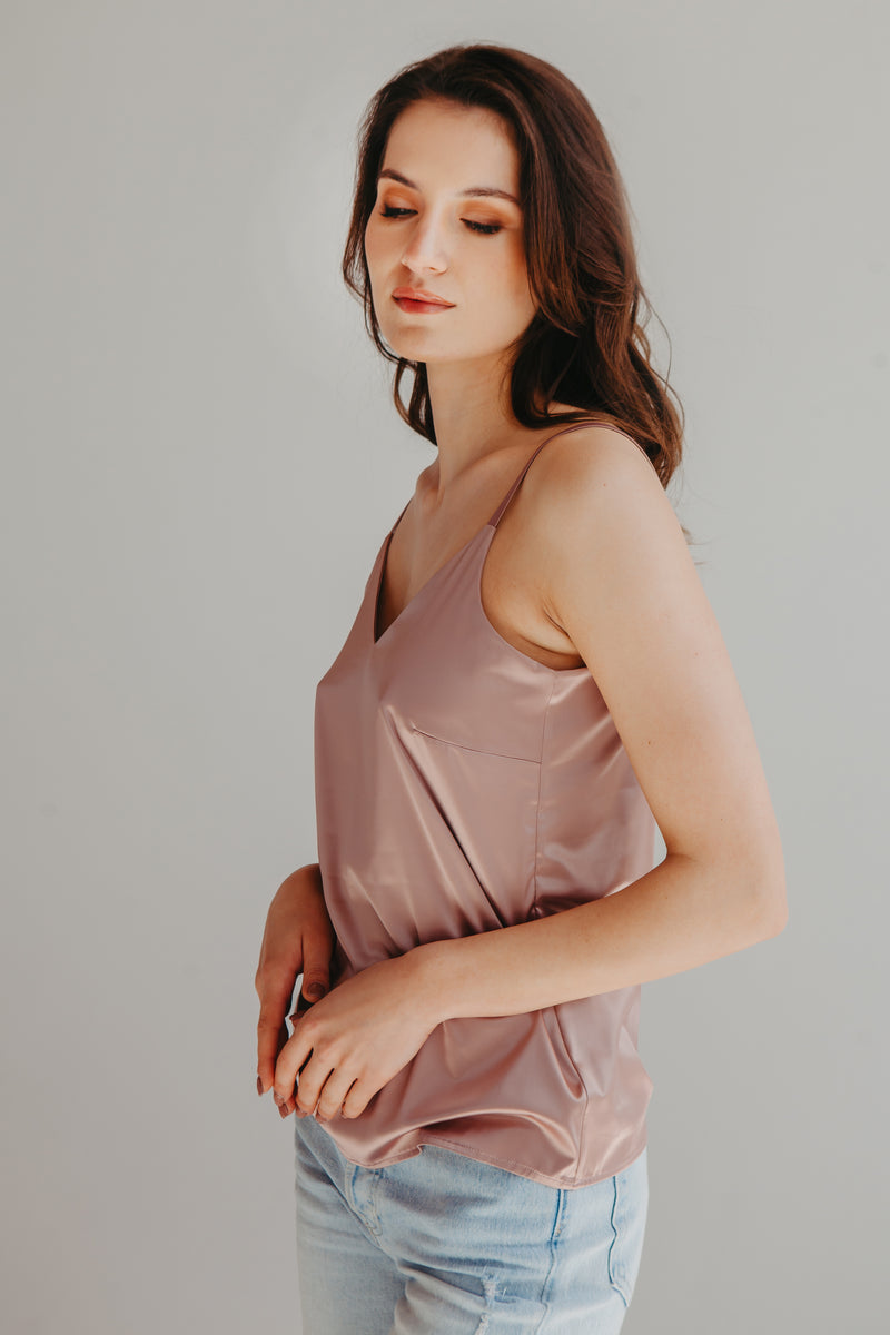 Florence satin Top in Rose Gold